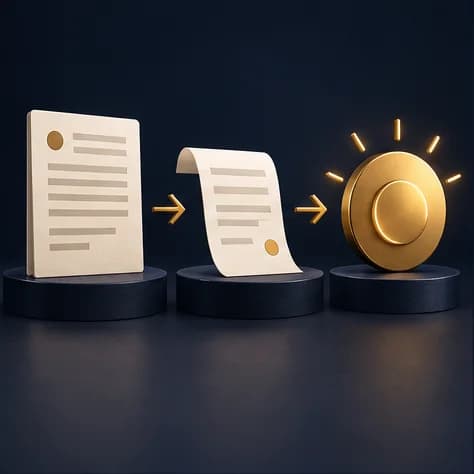 Three stages of a team commission close: plan, reviewed sale, and published statement.